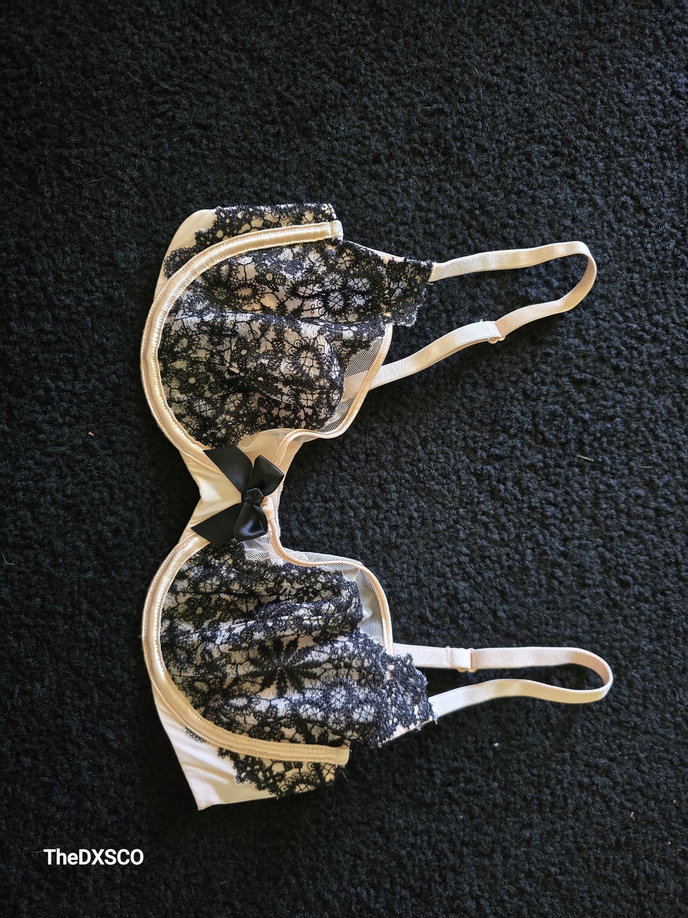 Victoria's Secret Satin and Lace Demi Bra in Cream and Black